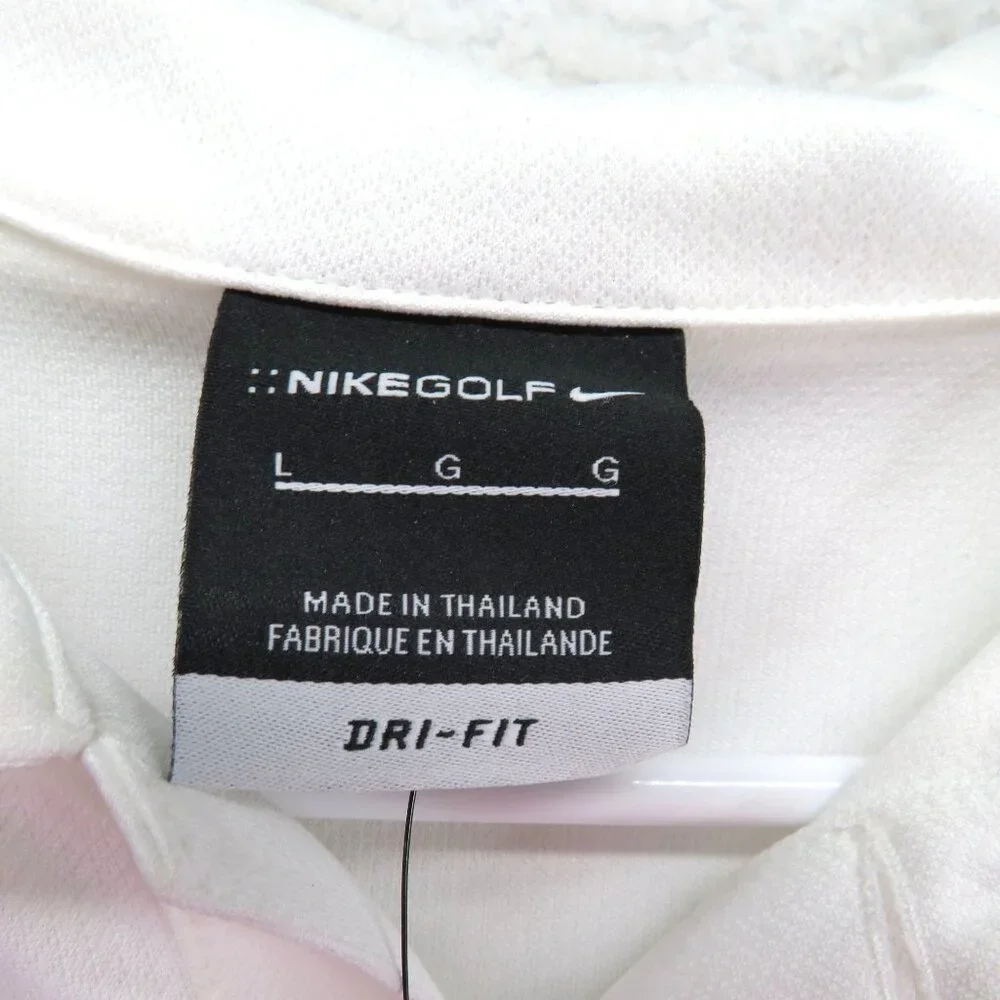 New Nike Golf Polo Shirt Mens Size Large Mavericks White Black Burgundy Red Logo